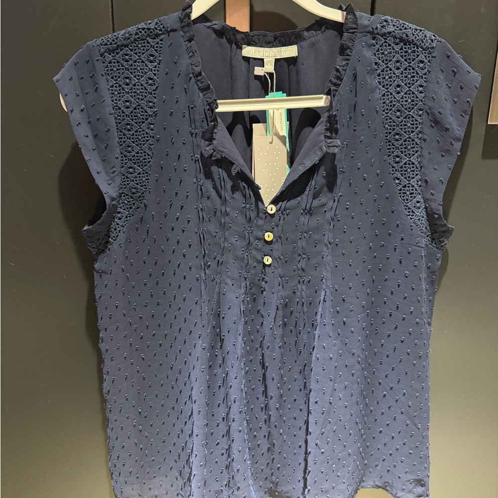 Daniel Rainn Midnight Blue Blouse with Button Accents